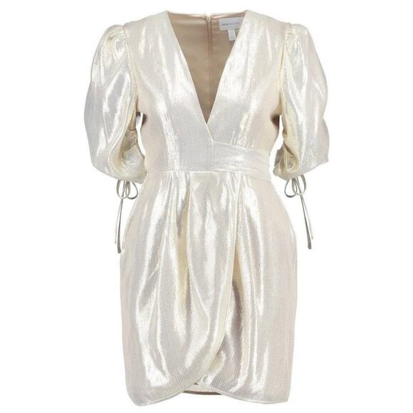 Alice McCall Astral Plane Cap Sleeve Metallic Gold Mini Dress Size 6 $475 - Picture 3 of 16